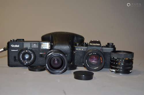 A Rolleiflex SL35 E SLR Camera, black, serial no 6456057, untested, with a Planar 50mm f/1.8 lens, a