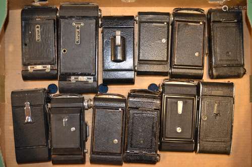 A Tray of 6 x 9 cm Folding Cameras, including a Coronet, a Kershaw, Kodak (6 examples), Ensign