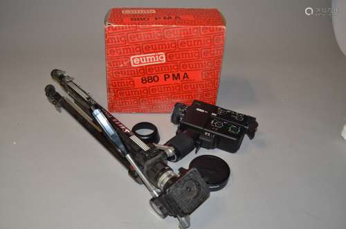 A Eumig 880 PMA Super 8 Cine Camera, untested, with a Eumig PM Aspheric wide angle converter lens,