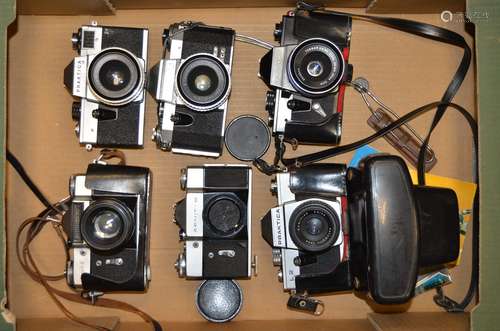 A Group of Praktica and Zenit SLR Cameras, including Praktica Nova, Praktica LB, Praktica L2,