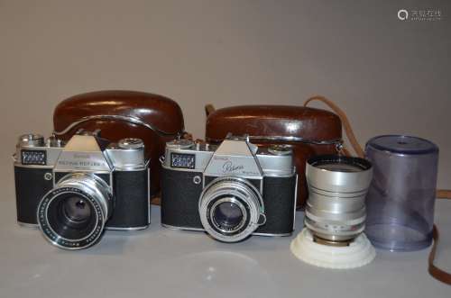Two Kodak Retina Reflex SLR Cameras, a Retina Reflex, serial no 100185, shutter working, with a