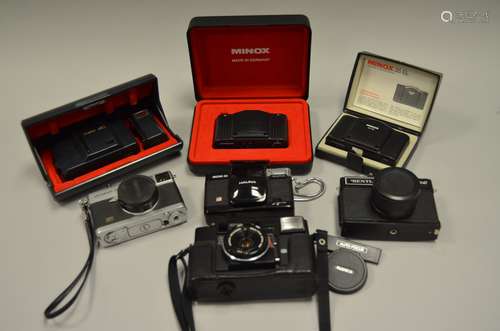 A Group of 35mm Compact Cameras, including Canon Demi S half frame, Canon MC AF, Halina Micro 35,