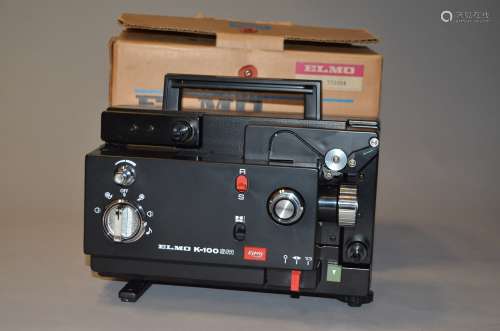 An Elmo K-100SM Dual Format Silent 8mm Cine Projector, serial no 723304, 12V 100W lamp, with Elmo