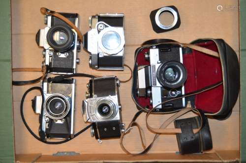 A Group of German SLR Cameras, including Ihagee Exakta (serial no 494201), Exakta RTL1000, Exa II,