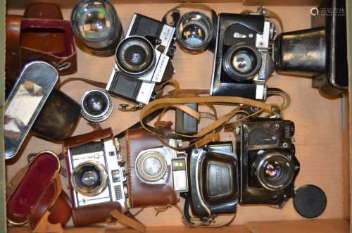 A Group of Russian and German 35mm Cameras, including Zenit E, Zenit TTL, Praktica MTL 5, Bencini,