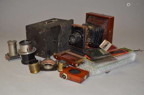 A Mahogany View Camera, with a Berthiot Eurygraphe 180mm f/6.3 lens, a Thornton Pickard shutter
