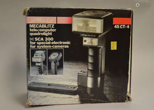 A Mecablitz 45CT4 Hammerhead Electronic Flash, computer flash for SCA 300 system cameras, in maker's