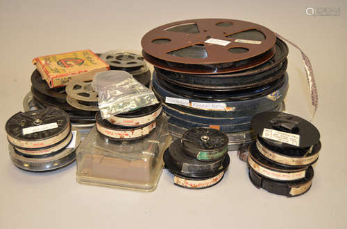 A Tray of Pathescope 9.5mm Silent Cine Films, titles including The Piper of Hamlin (Silly Symphony),