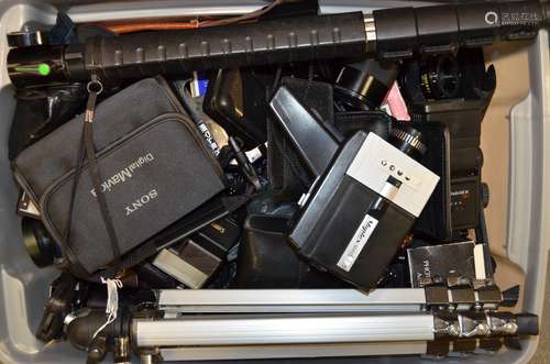 A Large Quantity of Photographic Accessories, including electronic flash, lenses, flash meter,