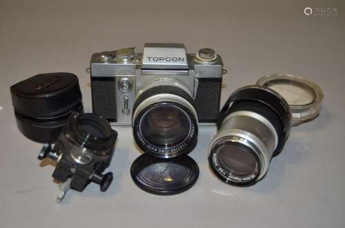 A Topcon RE Super SLR Camera Outfit, serial no 4621399, condition F, mirror slow to rise, a RE