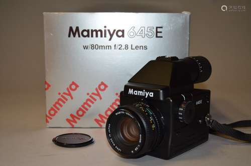 A Mamiya 645E Roll Film SLR Camera, with a Mamiya-Sekor N 80mm f2.8 lens, shutter working, body E,