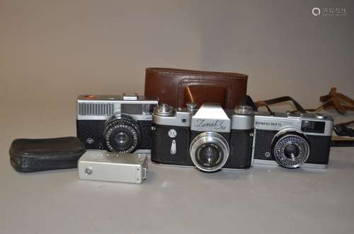 A Zenit 3M and Minolta 16 II Cameras, a Zenit 3M SLR camera, serial no 63040455, shutter working,