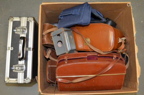 A Large Carton of Leather and Fabric Camera and Lens Cases, including Bolex, Cobra, Ensign, GB