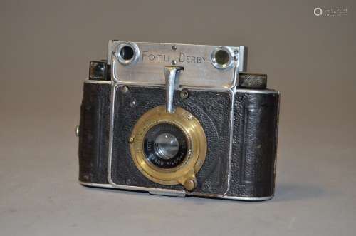 A Foth Derby II Folding Rangefinder Camera, 127 film, 3cm x 4cm format, with Foth Anastigmat 50mm