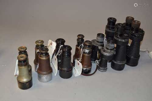 A Group of Binoculars, prismatic - Ross No. 6 Mk 1 4 x 24, 1936, 7 x 50 Steplux, Bino Prism No. 5 Mk