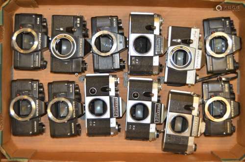 A Tray of Praktica SLR Bodies, including Nova, Nova 1B, Super TL, PLC 2, B100 Electronic, BC1