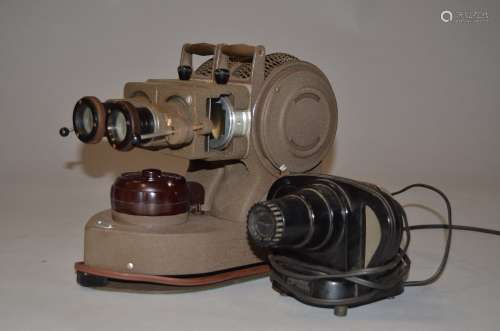 A Jules Richard Stereo Slide Projector, twin lens, twin lamp projector, slide carrier apparently