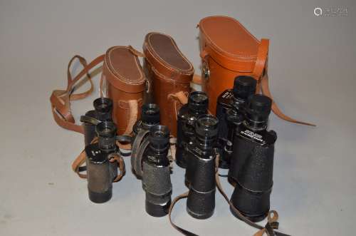 Four Binoculars, a A.M. 6E/293 binoculars, a Delacroix 10 x35 binoculars, a Magnus 10 x 35