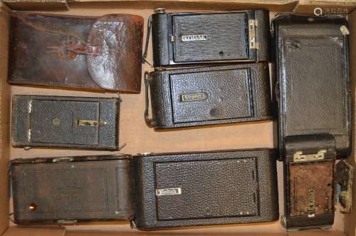 A Tray of Large Folding Roll Film Cameras, including No 3A Autographic Kodak, No 1-A Kodak