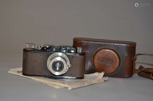 A Leica II Model D Rangefinder Camera, black, serial no 82732, 1932, with Elmar 50mm f/3.5