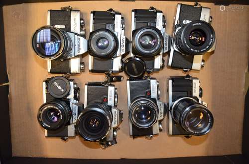 A Tray of Minolta SLR Cameras, including Minolta SRT 101, SRT 101b, XG 1, XG 2, XG-M (2), X-300 (2),