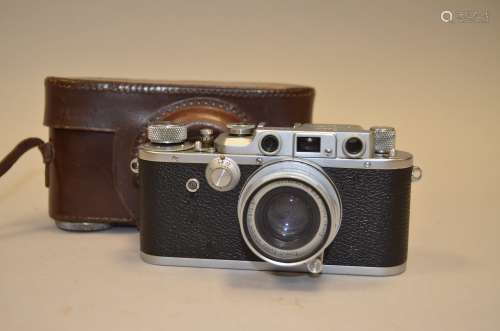 A Leica IIIa Camera, serial no 245981, 1937-38, chrome, shutter stuck half open, body G, shutter