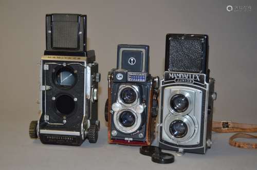 A Mamiya C3 Professional TLR Body, with waist level finder and screen, focus rack good, body