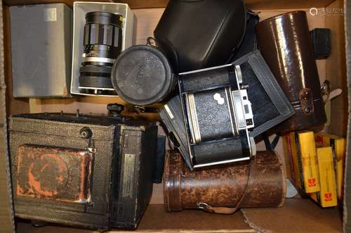 An Agilux Agifold 6 x 6 cm Roll Film Folding Camera, serial no 08441, shutter sticking at slow