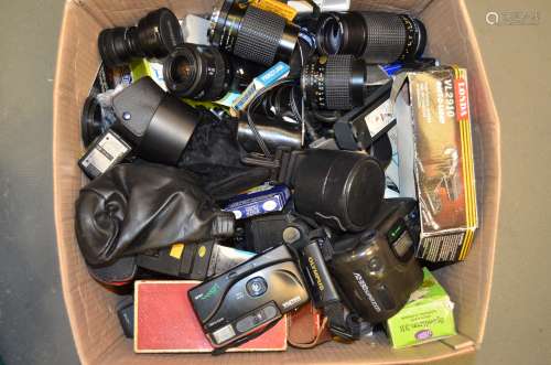 A Large Quantity of Various Accessories, including lenses, cameras, electronic flash, extension