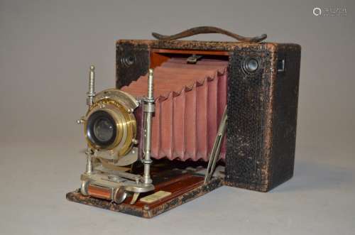 A No 3 Cartridge Kodak Camera, circa 1900, red bellows, shutter broken, condition F