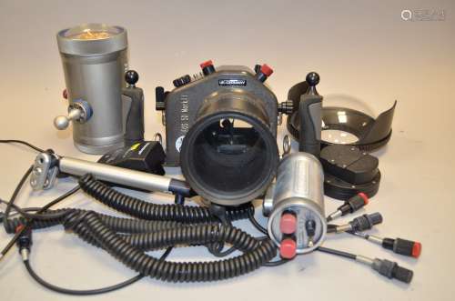 A UK-Germany Underwater Housing for Canon 5D Mk II, including housing, a Hartenberg underwater lamp,