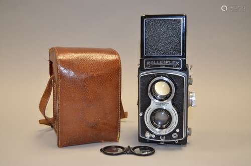 A Rolleiflex New Standard Roll Film TLR Camera, serial no 817099 with Tessar 7.5cm f/3.5 lens,