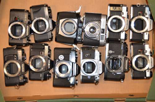 A Tray of 35mm Camera Bodies, including Calypso/Nikkor II, Centon, Chinon, Konica, Konica,