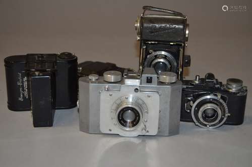 A Group of Unusual Film Cameras, an Ensign Cupid camera (missing rear sight), a Photavit Standard