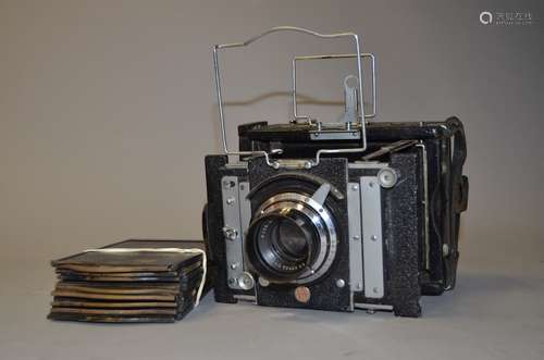 A Van Neck Folding Press Camera, condition P, with Ross Xpres 6