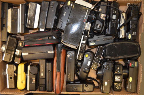 A Tray of Compact Cameras, including Canon, Hanimex, Kodak Instamatic, Minox, Nikon, Olympus,