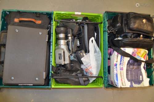 A Large Collection of Camcorders and Accessories, including Canon UCX10 8mm, Sharp VL-A111 8, Sony