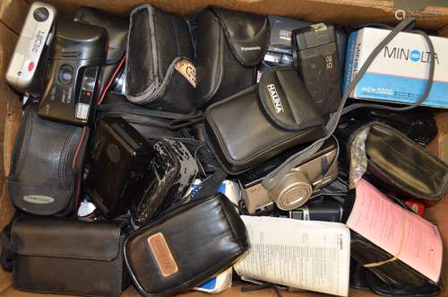 A Tray of APS and 35mm Film Cameras, including Canon, Halina, Kodak, Konica, Le Clic, Minolta,