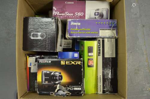 A Carton of Digital Cameras and Camcorders, including Canon, Fujifilm, Goodmans, Olympus, Premier,