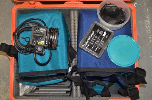 A Lowell ViP Pro Camera Lamp Kit, including one Lowel ViP head, barn doors, diffuser, dichroic