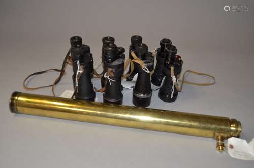 British Military-Issue Prismatic Binoculars, Ross - No 5 Mk II 7 x 50, 1940, partly repainted,