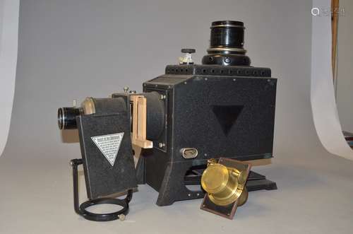 A Liesegang Epidiascope, with a Liesegang Binal 15cm front projection lens and Liesegang 330mm f/3.6