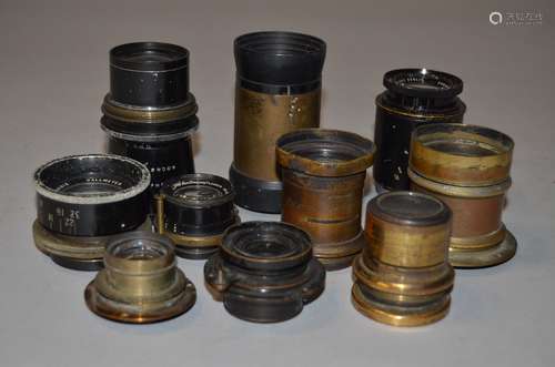 A Collection of J H Dallmeyer and Other Lenses, including a Dallmeyer Popular Telephoto 10