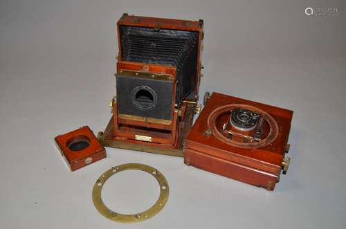 Two Thornton-Pickard Imperial Triple Extension Half Plate Cameras, one modified example with a