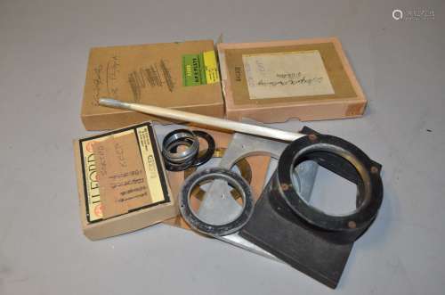 Agricultural & Portrait Glass Negatives, with lens mounting rings and one colour image