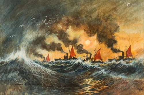 * Norman Thelwell [1923-2004]- Drifters at Sea,:- signed and dated 1974 bottom left mixed media 17.