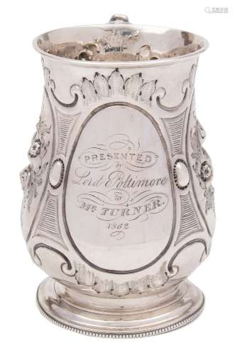 A Victorian silver mug, maker AGGP or ACCP, London, 1861: inscribed,