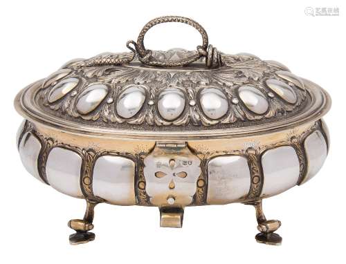 A George V silver gilt presentation tureen, maker C S Harris & Sons Ltd, London,