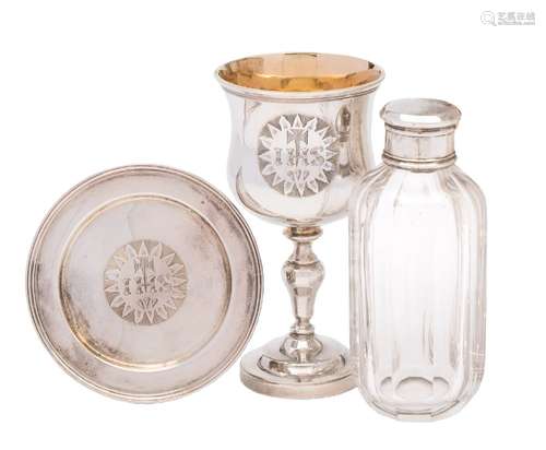 A George IV silver travelling communion set, maker Mary Ann & Charles Reilly, London,