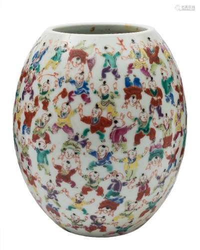 A Chinese famille rose 'hundred boys' vase: of ovoid form,